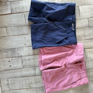 BUNDLE 2 shorts AND 2 PANTS  Blue and salmon shorts and khaki and salmon pants